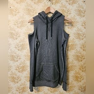 Hollister women's xs dark Grey hoodie with cutout shoulders